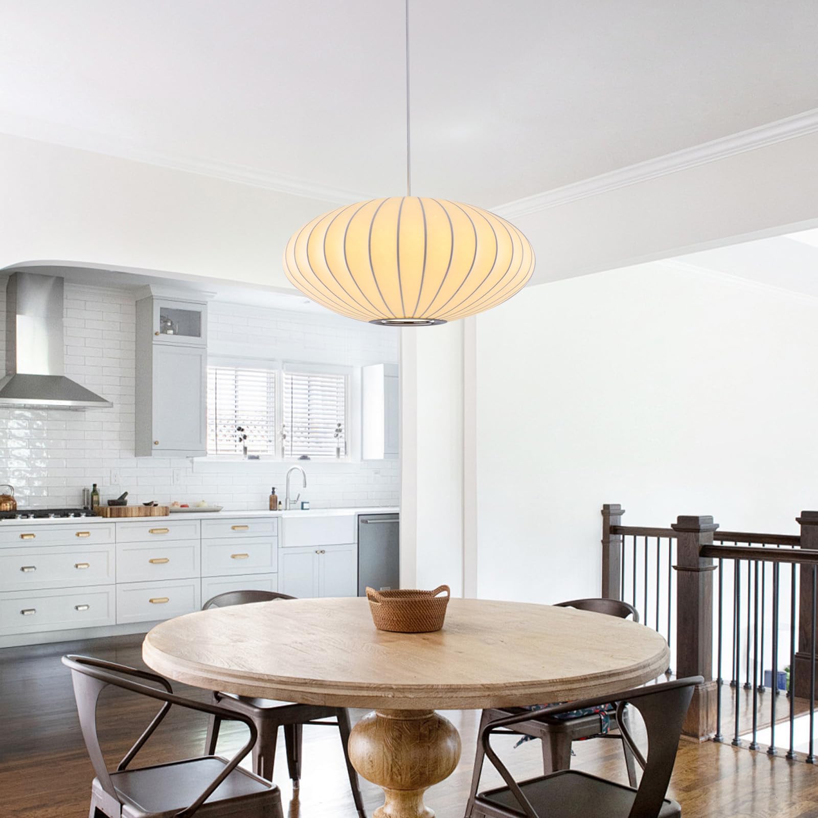 Moderner Stoff Deckenlampe Laterne Lampe Weiß Blase Deckenleuchte Japanischen Stil Hängelampe Lampenschirm Kunstseide Pendelleuchte Geeignet Für Wohnzimmer Esszimmer Schlafzimmer Foyer 40cm