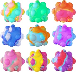 Mini Pop Ball It Fidget Toys 9 PCS, 3D Squeeze Pop Ball Its Fidget Toy Bath Toys Anti-Pressure Popper Sensory Toys Stress Balls for Kids Adults Over 1 Years
