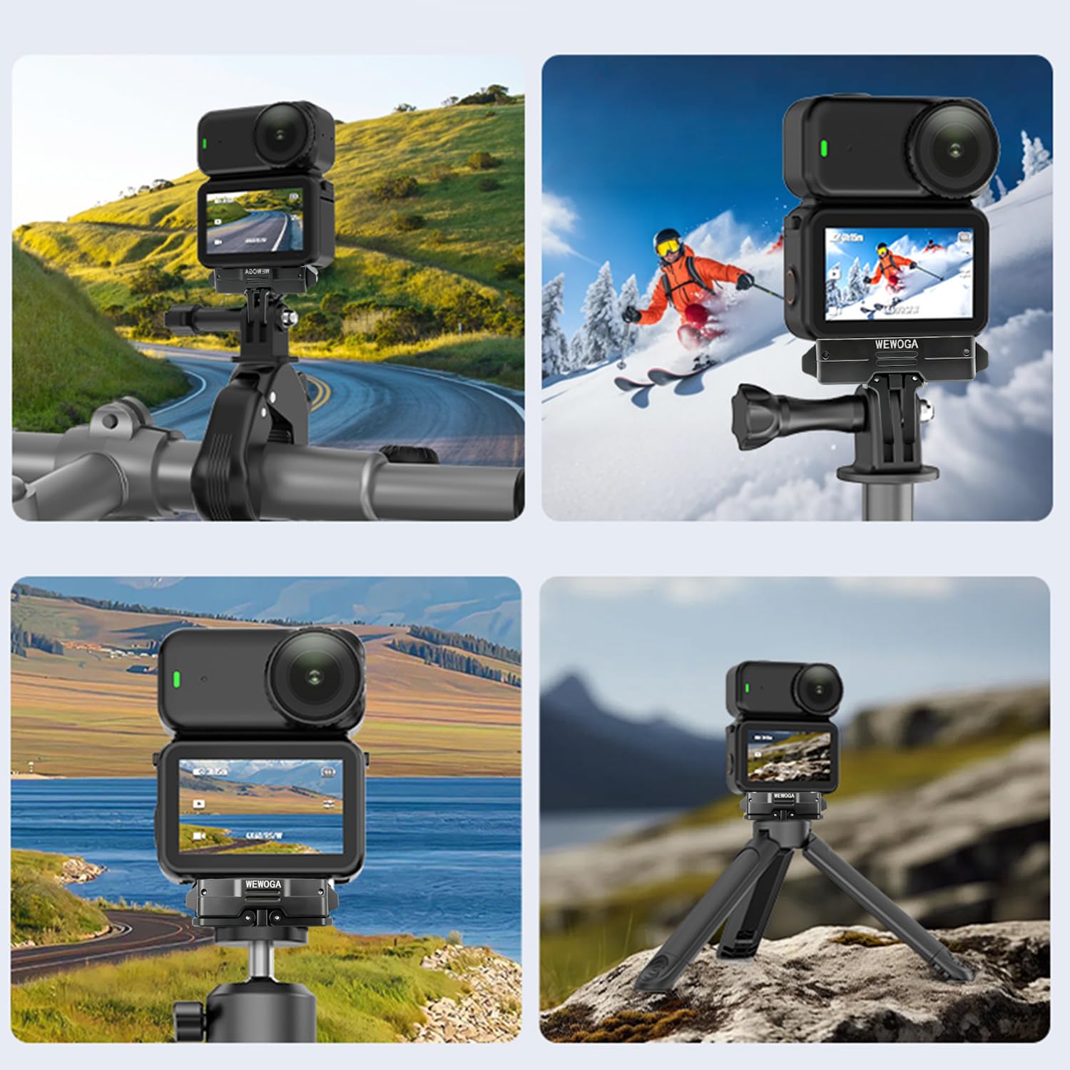 Osmo Nano/Action6 Soporte Magnético 360°Giratorio, Metálico Adaptador Liberación Rápida compatible con DJI Osmo Nano/Action6,Base Giratoria con 1/4" Tornillo y Pinza Plegable para Trípode/Palo Selfie