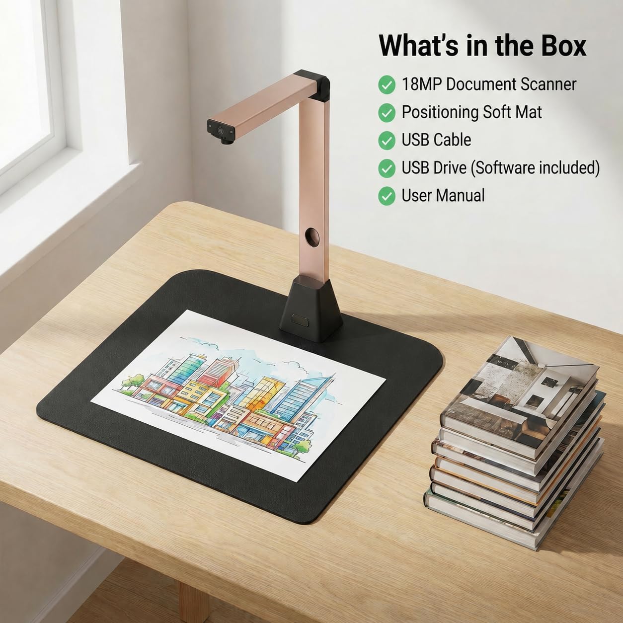 Scanner Documenti Portatile A3: 18MP Alta Definizione Scansione Multi-Formato con OCR 130 Lingue Appiattimento Curve USB Windows (Non Compatibile Mac) per Casa Ufficio Business Istruzione