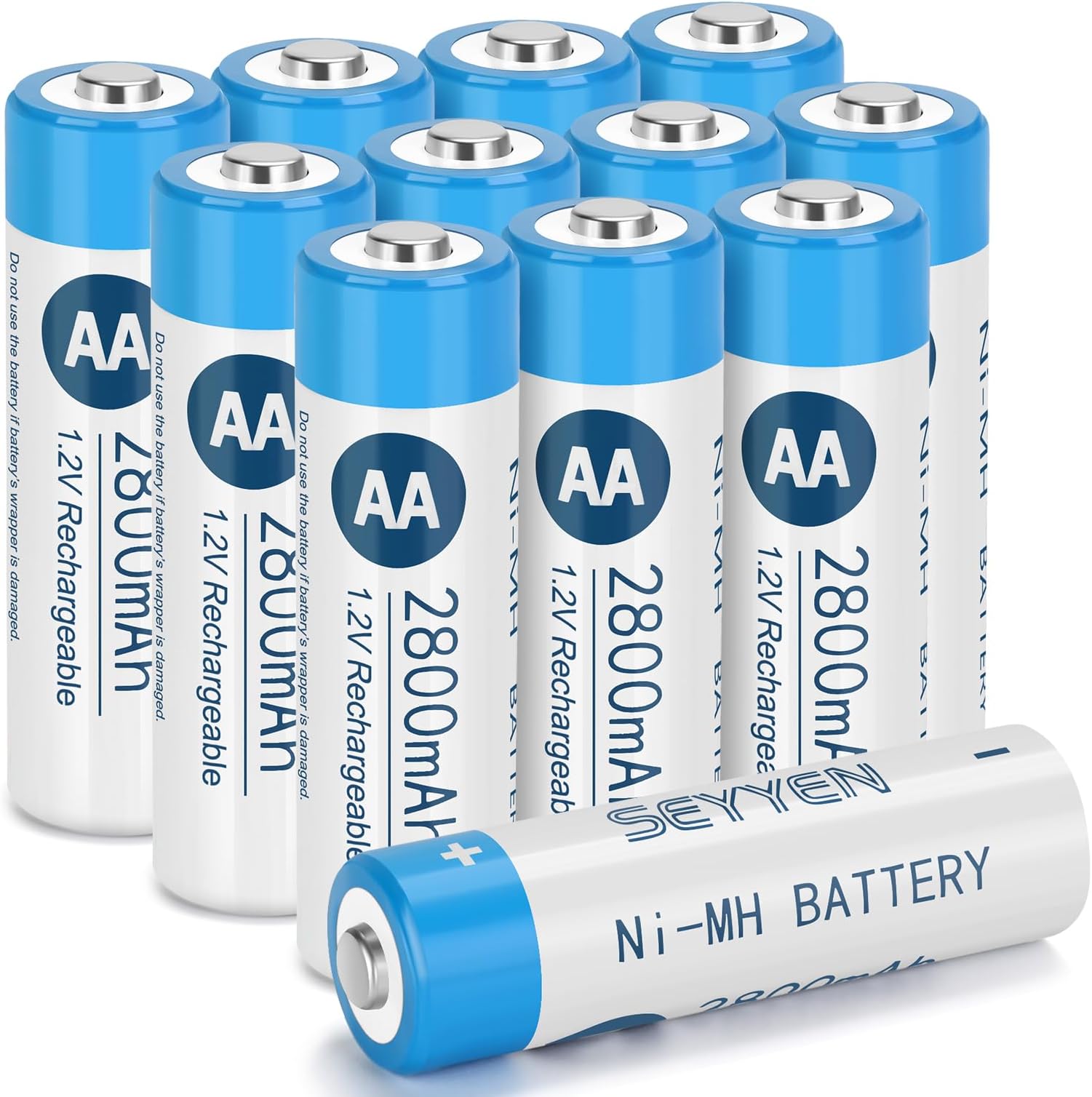 NiMH Rechargeable AA Batteries 12 Pack,2800mAh High Capacity 1.2V NiMH Double A Batteries,Pre-Charged Solar Battery for Solar Lights, Pathway Lights and Home Devices(12 Pack)