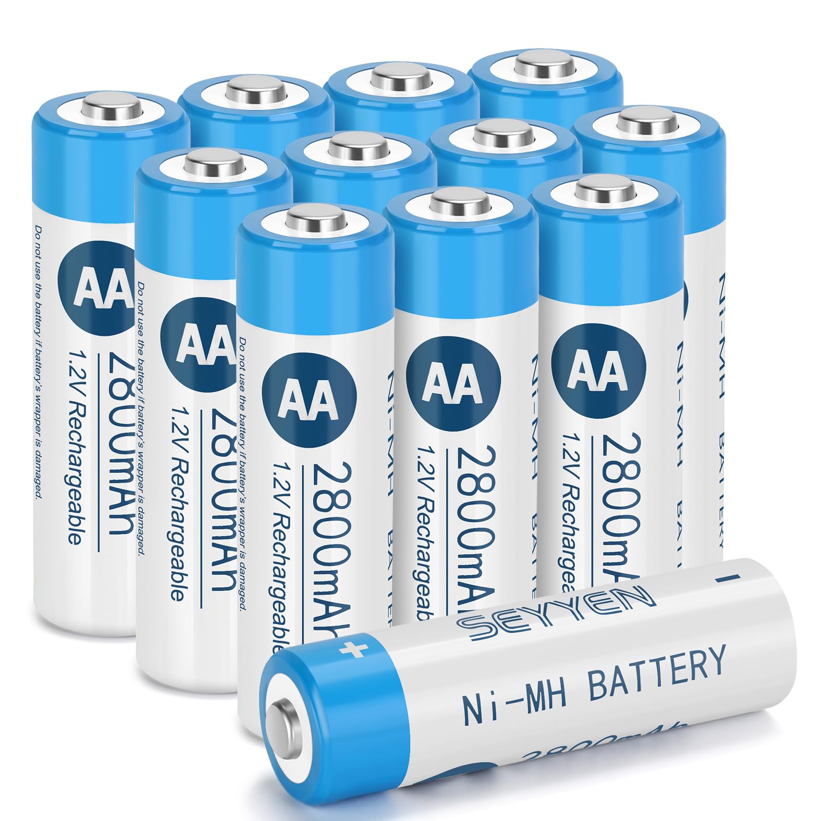 NiMH Rechargeable AA Batteries 12 Pack,2800mAh High Capacity 1.2V NiMH Double A Batteries,Pre-Charged Solar Battery for Solar Lights, Pathway Lights and Home Devices(12 Pack)