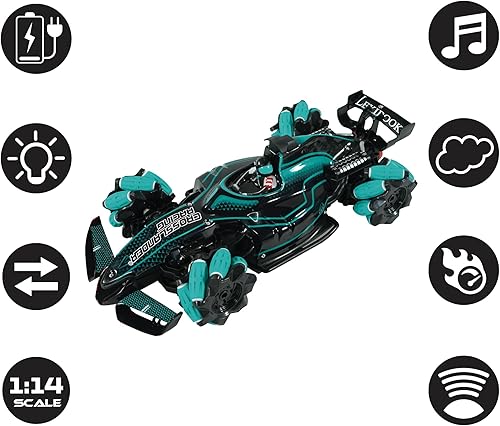 Miniatura 3 de LEXiBOOK, Crosslander® Racing, Auto de carreras a control remoto, Fórmula 1, hasta 6.2 mi/h, efectos de luz y sonido, chorro de humo, control remoto