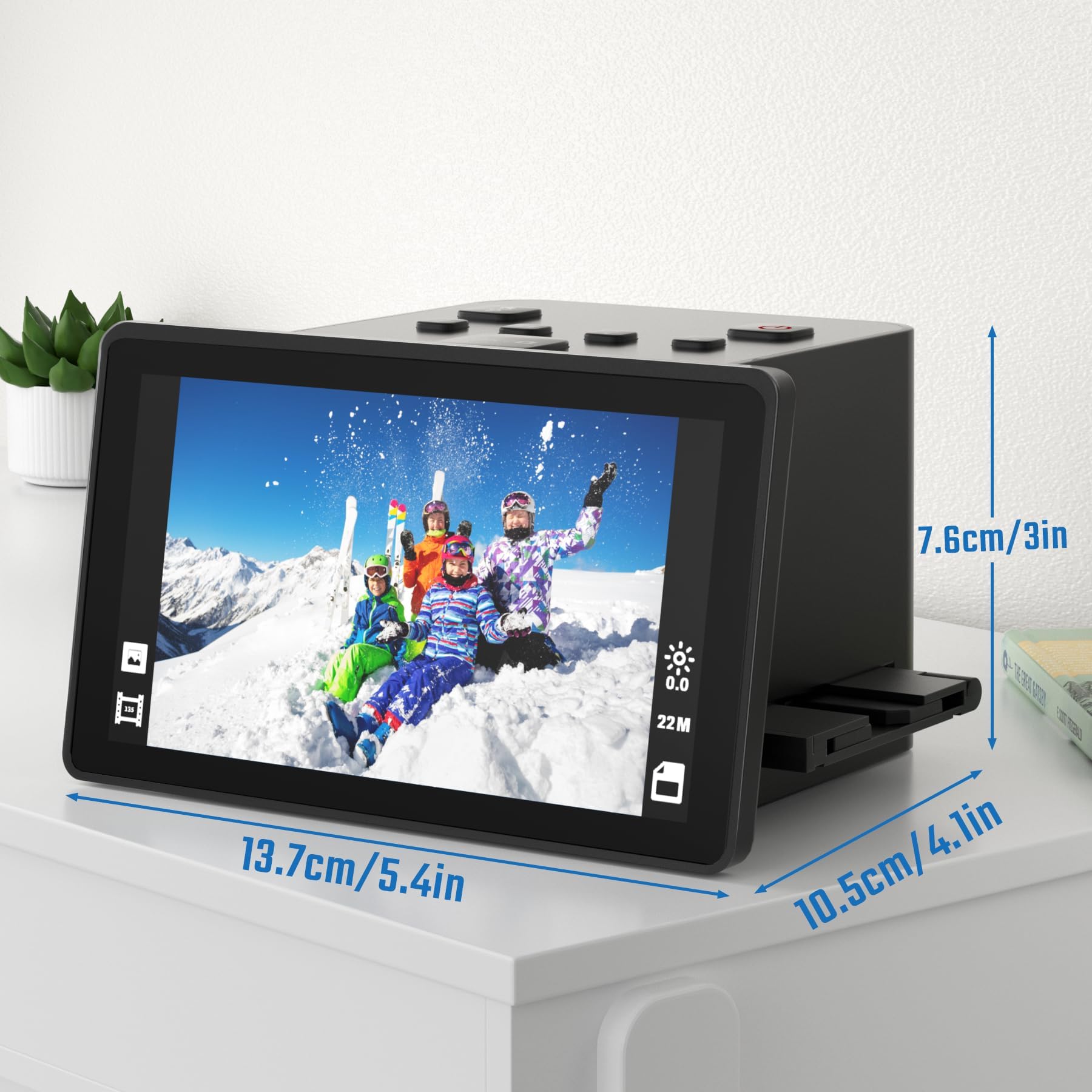Scanner numérique de film et de diapositives avec grand écran LCD de 5 pouces, scanner de diapositives pour numériser scanner négatif, convertit 135, 126 KPK, 110 négatifs et super 8 films en 22 MP