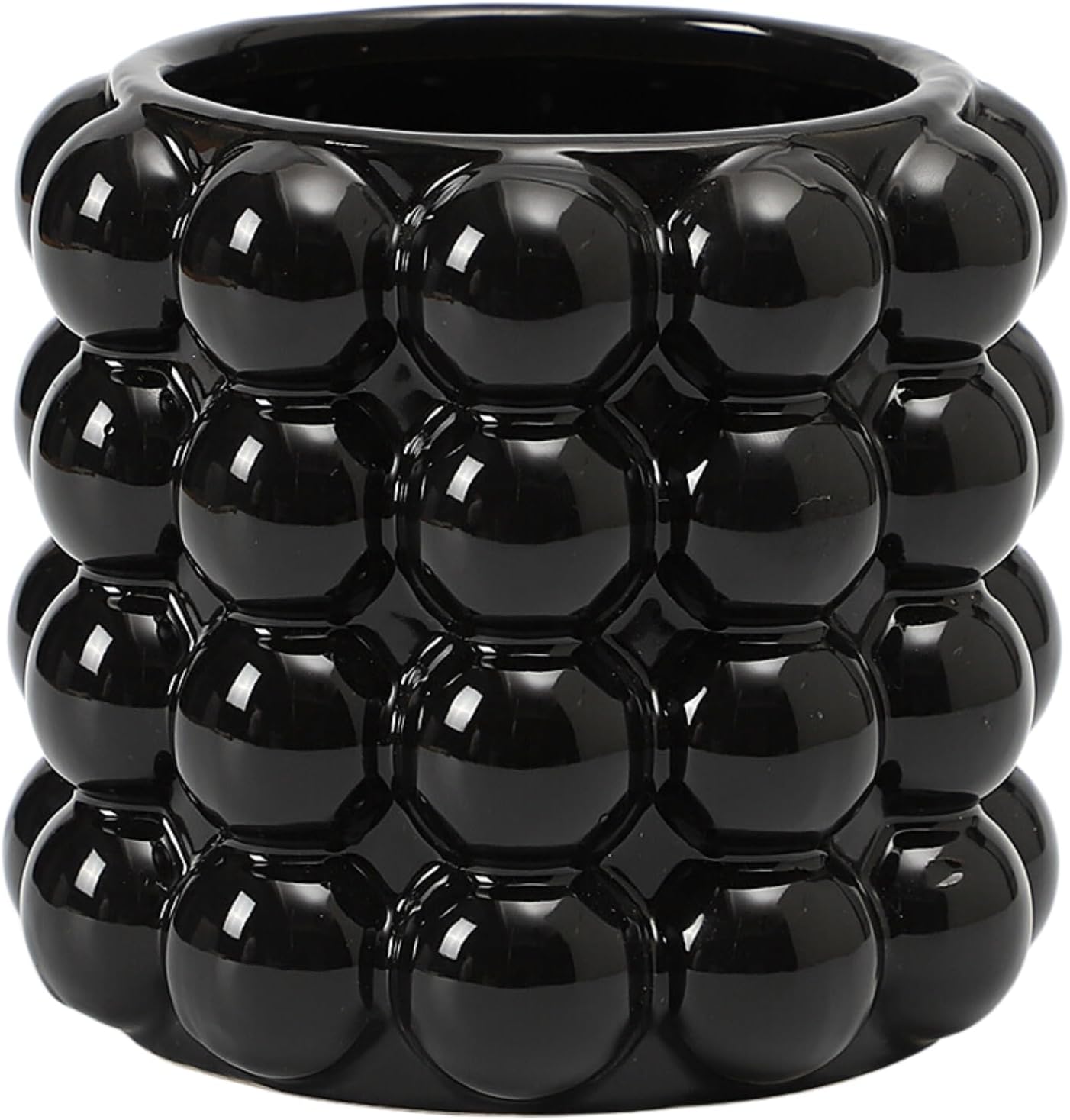 Bubble Vase, Black Ceramic Vase, Small Vase, Flower Vase, Boho Vase, Decorative Vase, Vase Decor for Living Room, Office, Bathroom, Shelf, Fireplace, Farmhouse, Coffee Table, 5 Inches Black Medium