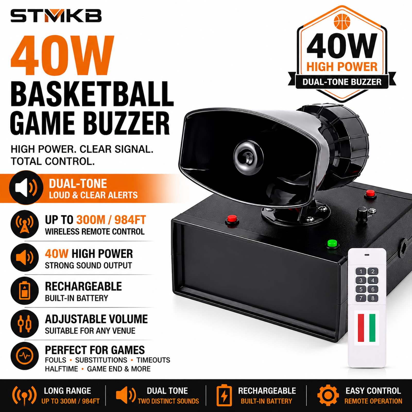 Zumbador De 40 W Para Juegos De Baloncesto Con Control Remoto Inalámbrico