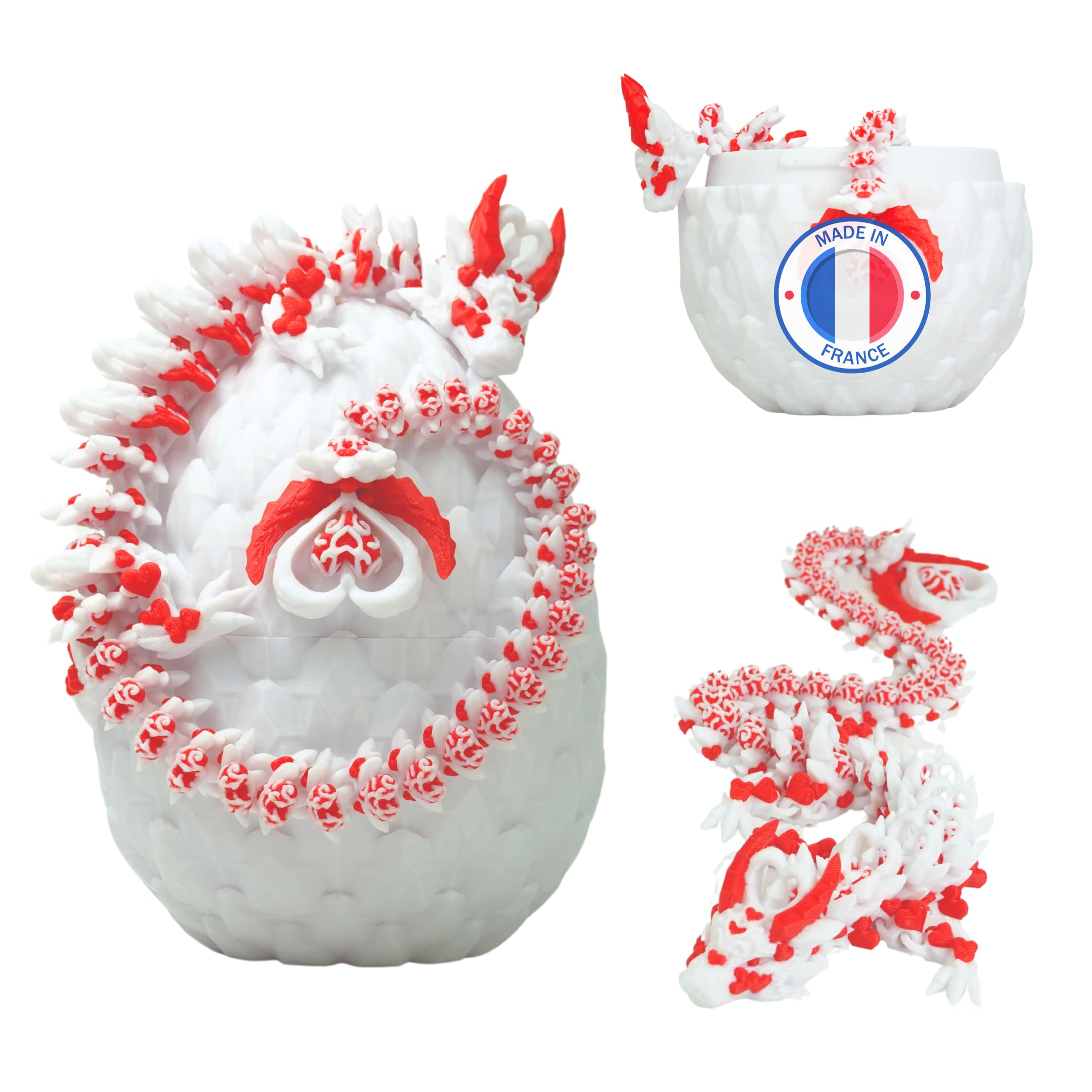 Huevo De Dragón Impreso En 3D Con Articulaciones Móviles – Figuras De Dragón En Rojo Y Dorado, Decoración Fantástica Para Hogar U Oficina, Regalo Original Para Coleccionistas