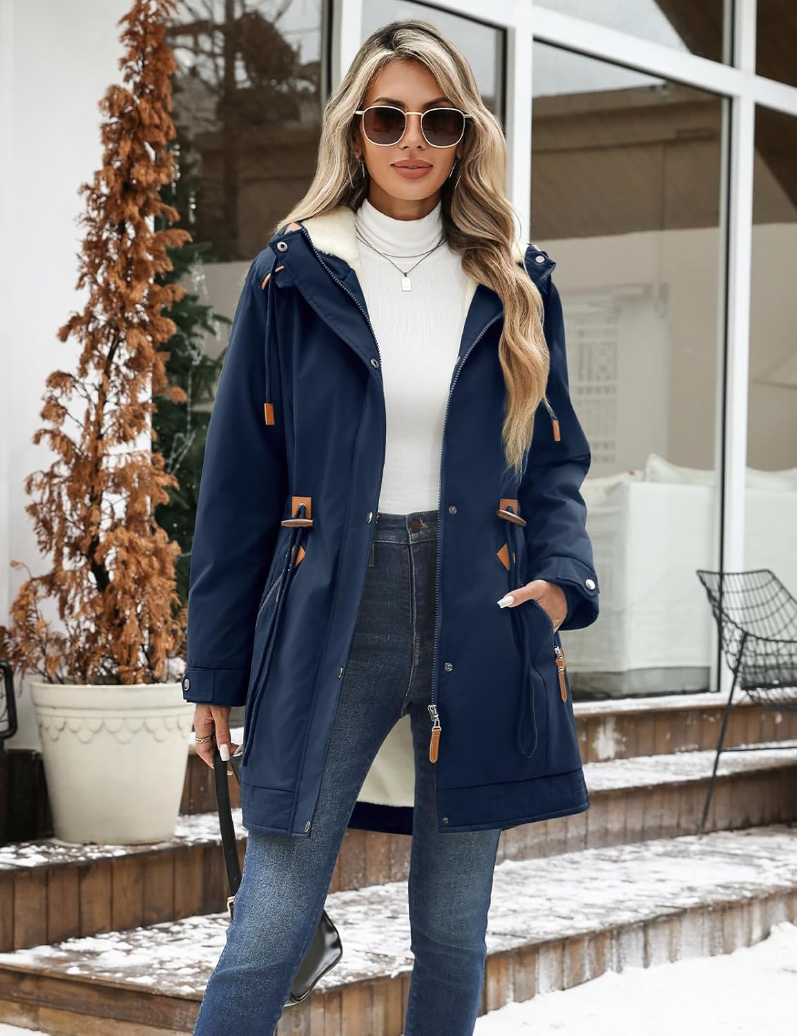 HEEKPEK Women's Winter Coats Thicken Soft Fleece Lined Parka Jacket Hooded Warm Coat Outerwear with Pockets Overcoat Snow - Image 9