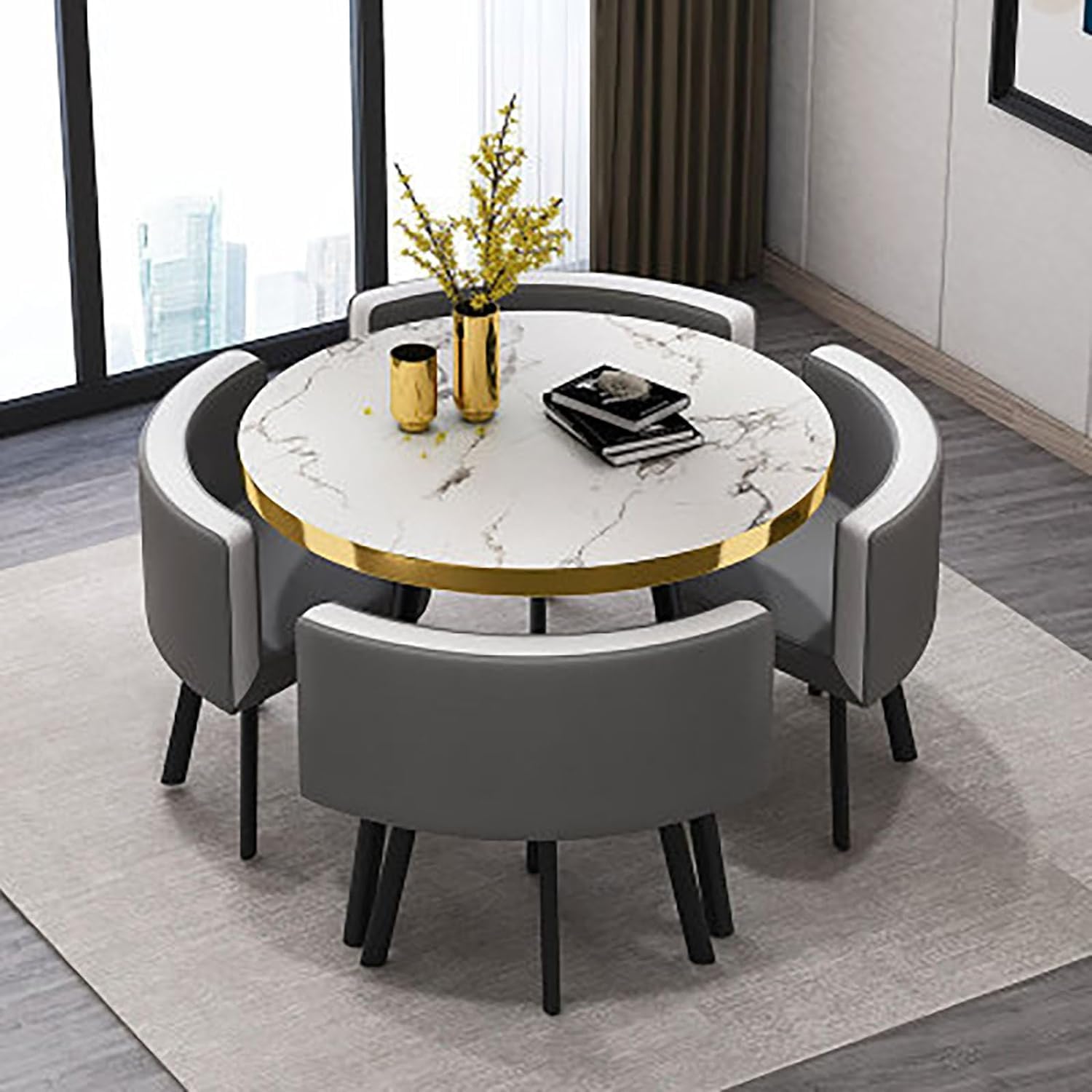 Kitchen Dining Table Set - Simple Small Round Modern Table and Chair Set - #20-90 * 75cm/35.4 * 29.5in