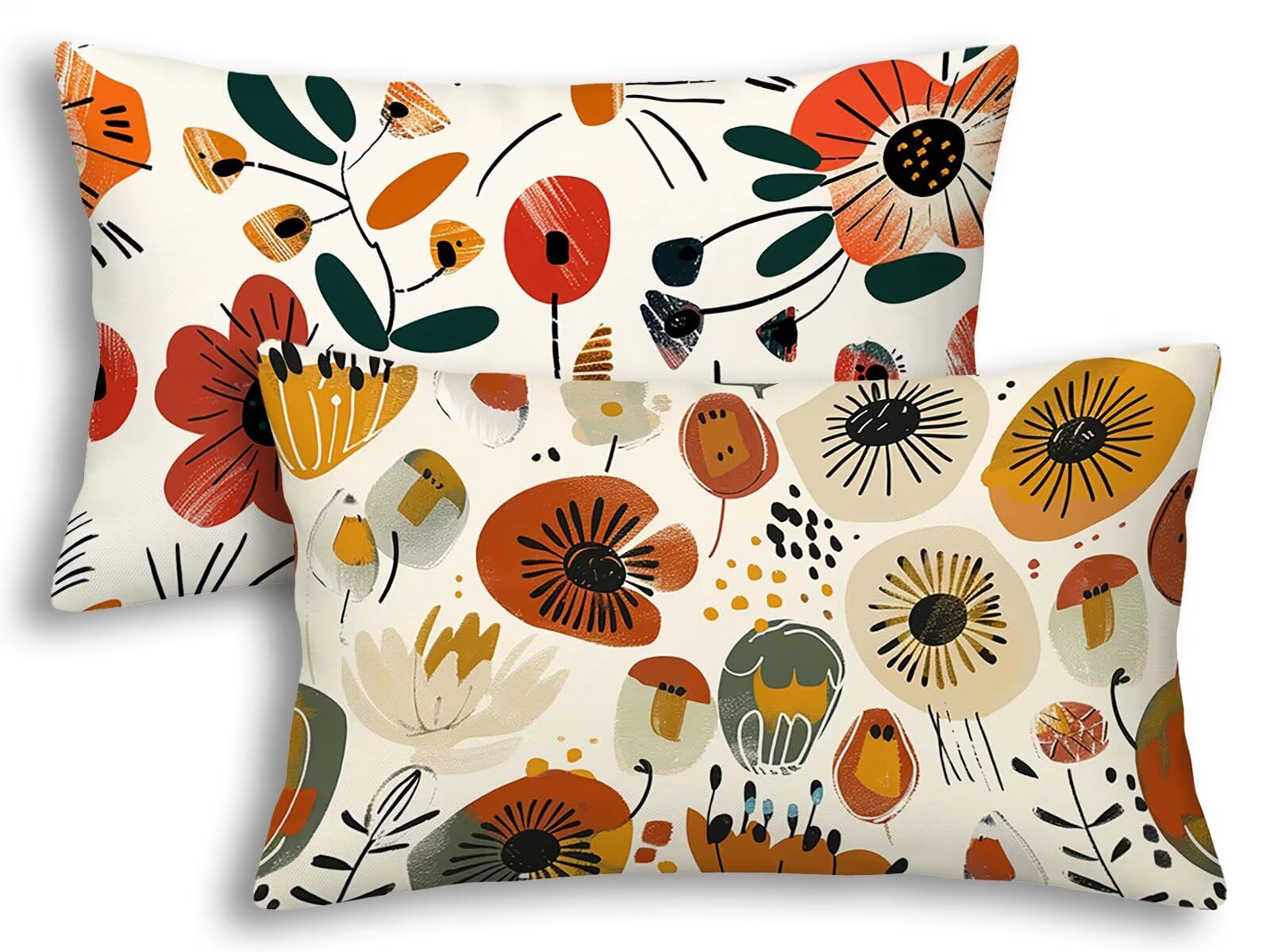 Fundas cojines exterior para terraza y balcón pack de 2 almohadas florales 40x80 impermeables