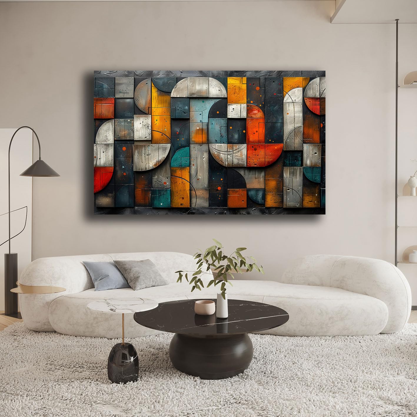 Quadro Moderno Astratto Per Soggiorno – Stampa Su Tela 50x100 Cm, Verticale, Shabby Chic/Industrial (Rosso)