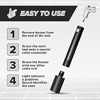Vista 6 de Probador de continuidad de bolsillo coaxial (coaxial) (trazador) con tóner de voltaje (sonido) y paquete de conectores de barril, para prueba