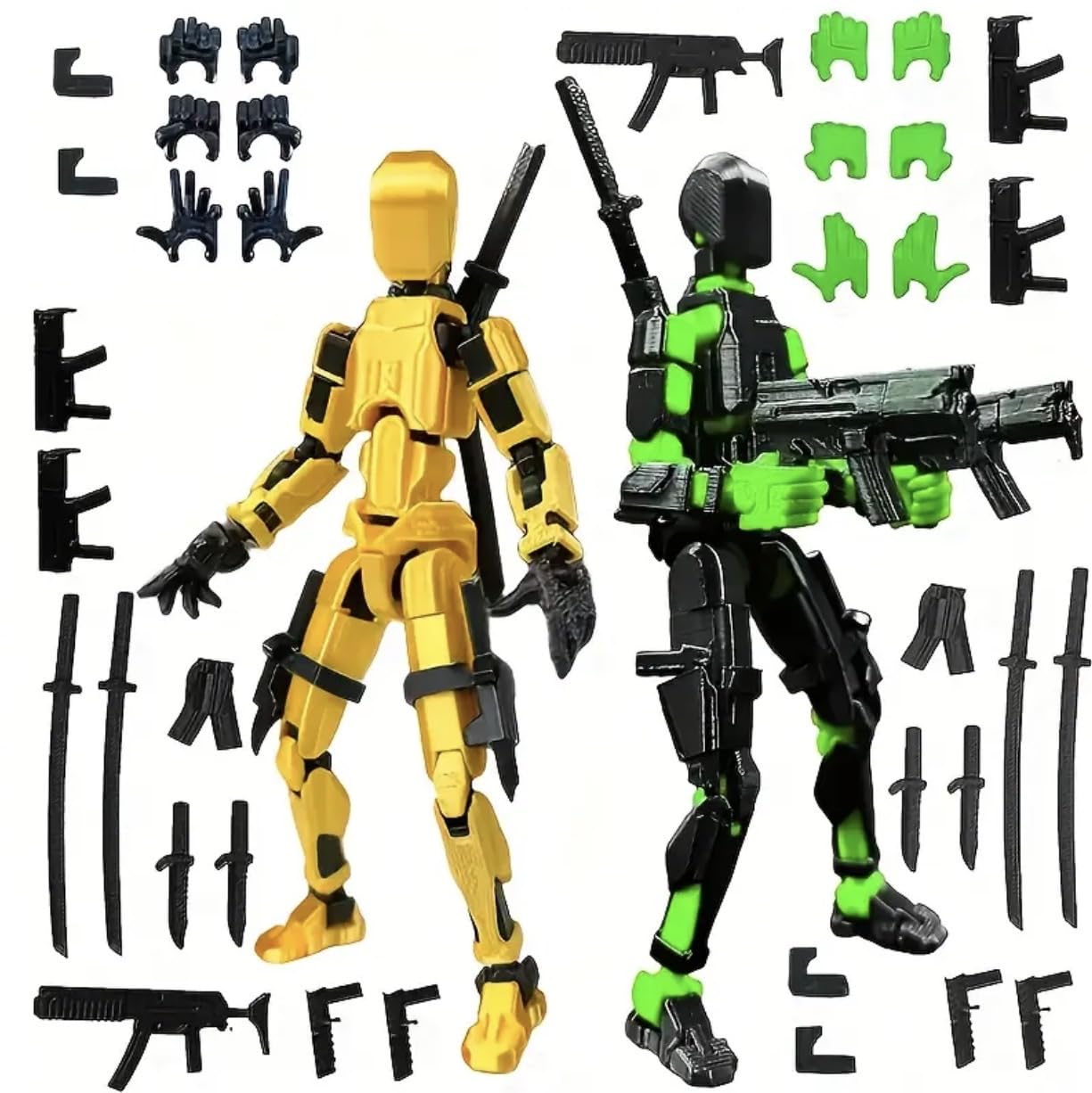 ONNGEO 2 PC Action Figures Titan 13, 3D Printed Multi-Joint Movable Robot, T13 Mechanical Doll with Articulated Joints (YB BG)-image-32