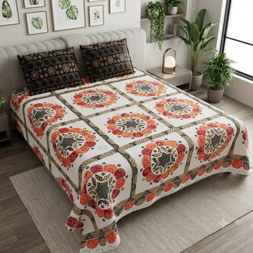 King Size Cotton Bedsheet Set for Home Bedroom Décor | King Size Bedsheet: 108 x 108 Inches-image-44