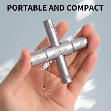 2 Pcs Water Key, Premium Silcock Key 4 Way, Multi-functional Water Key Shut Off Tool, Compact Water Meter Key for Hose Bib, Valve, Faucet and Spigot