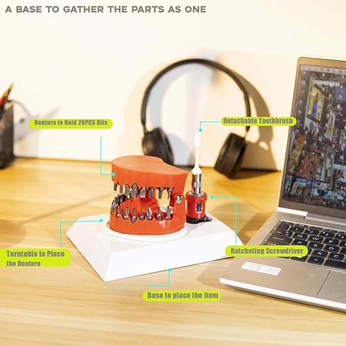 Miniatura 8 de Magoog Soporte para brocas de prótesis con base, regalo de broma para dentista, decoración de escritorio de escultura 3D, destornillador hexagonal