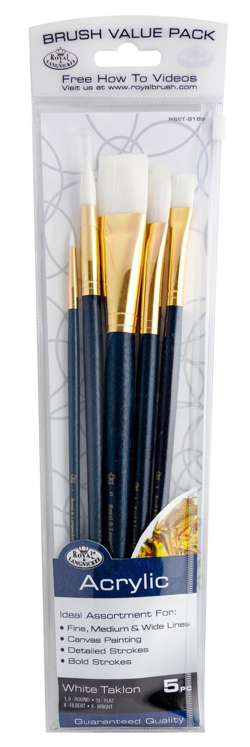ROYAL & LANGNICKEL RSET-9188 SET DE PINCEAUX VARIÉTÉ À LONG