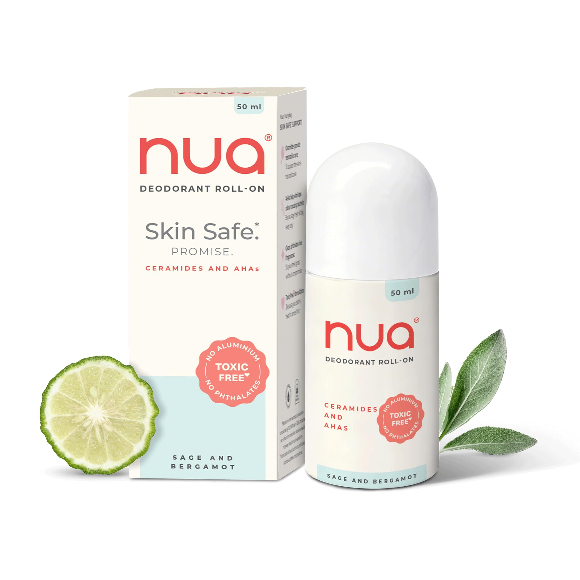 Nua Deodorant Roll-On (Sage & Bergamot) | Skin-safe | Protects Skin Barrier | Prevents Odour | Ceramides, AHAs | No Aluminium No Pthalates | 50 ml-image-40