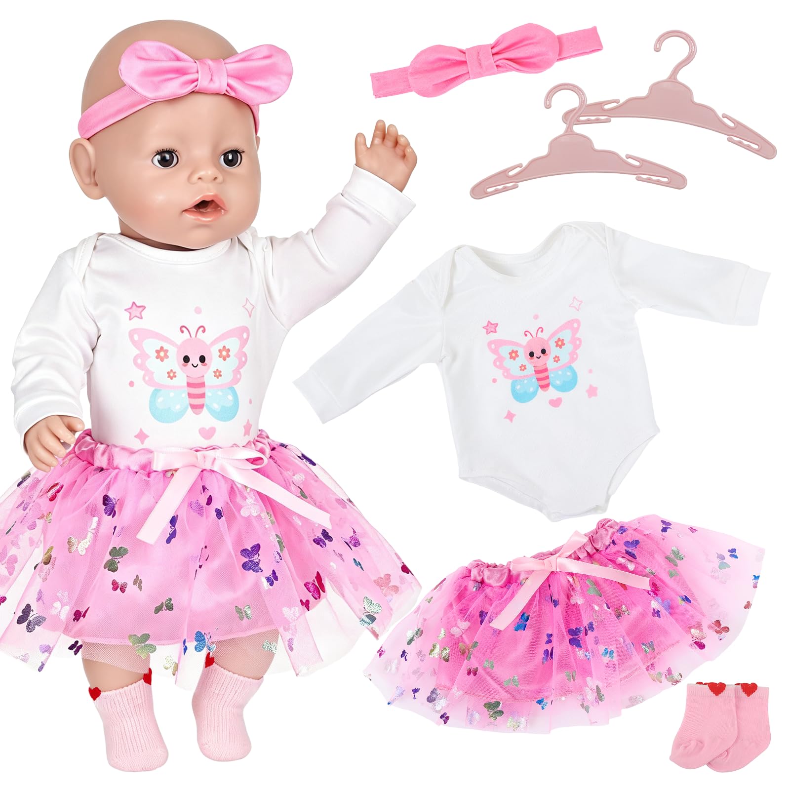 6 Pcs Baby Doll Clothes for 14 -17 Inch Baby Doll, Baby Doll Accessorie