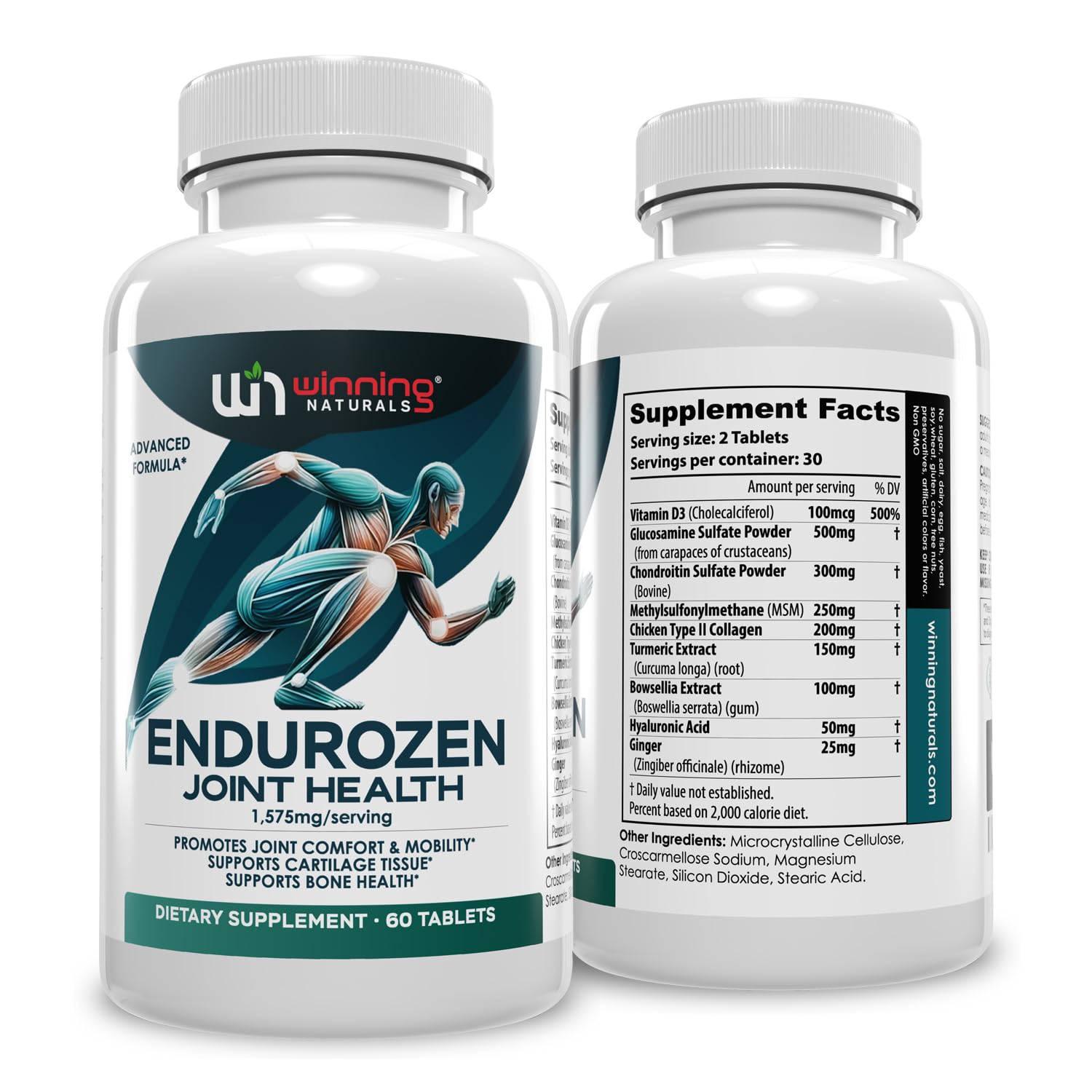 EnduroZen Joint Support Supplement Advanced Formula (60 tabs) - Glucosamine, Chondroitin, MSM, Turmeric| Joint Health & Mobility Support| Non-GMO| for Men & Women| Supports Cartilage & Flexibility
