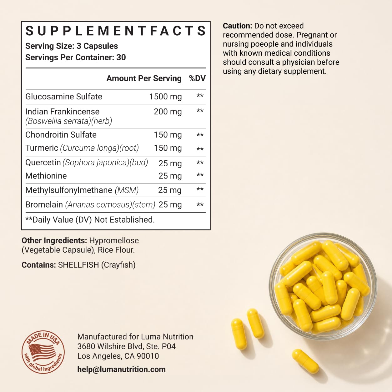 Luma Nutrition Glucosamine Chondroitin MSM Supplement - 90 Capsules — Amazon image 6