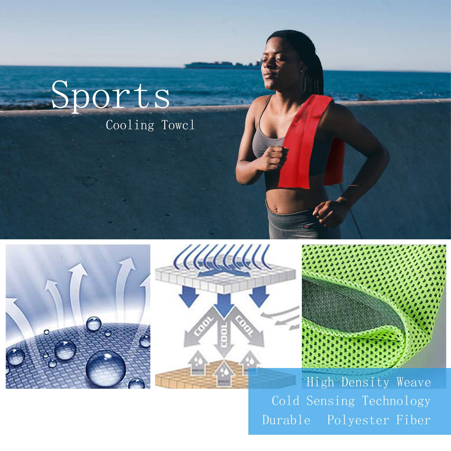 Yisscen 10 pezzi Asciugamano di raffreddamento, Raffreddamento asciugamano in microfibra, Asciugamano Rinfrescante, per sport fitness yoga, golf, campeggio, spiaggia, allenamento, viaggio