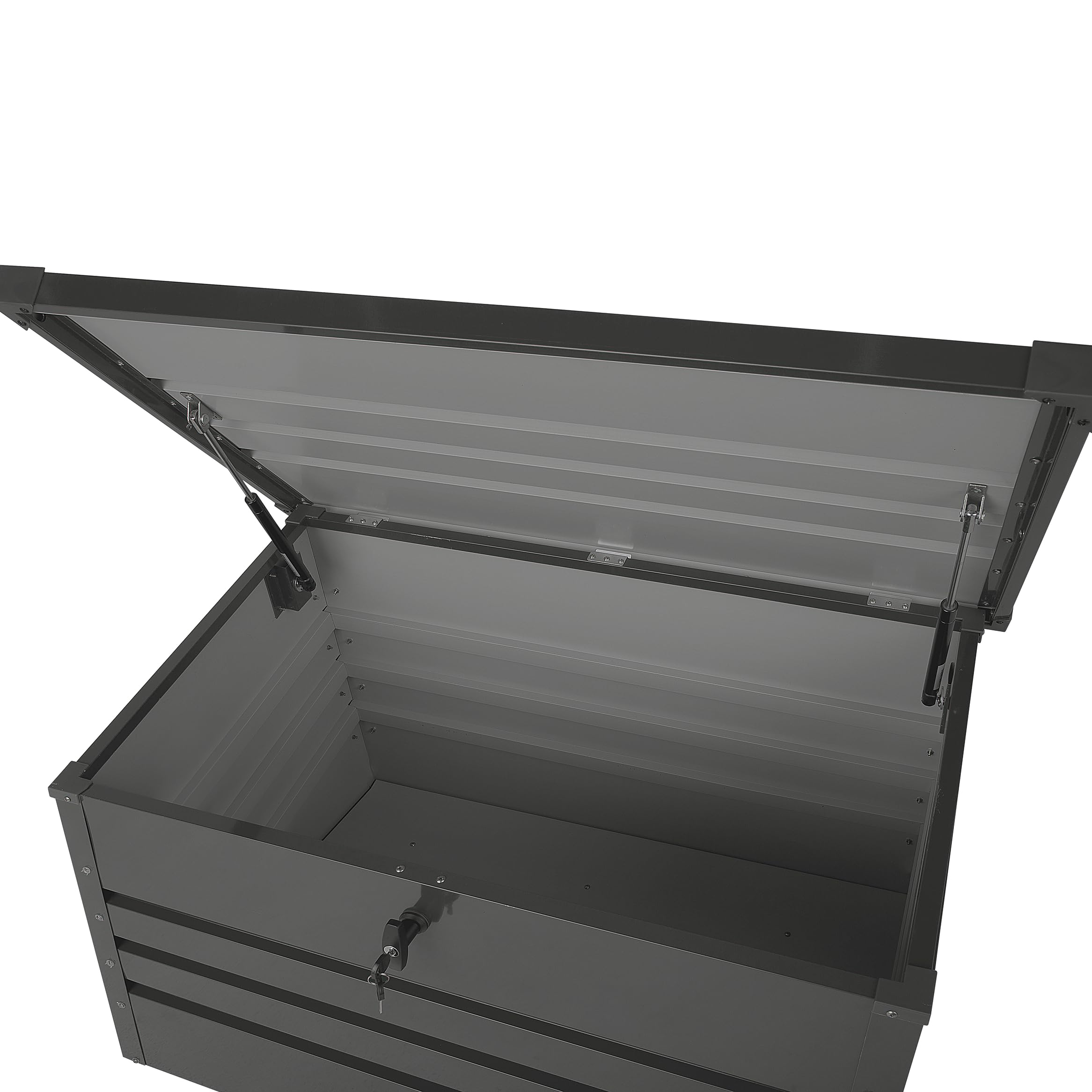 Beliani Coffre de Rangement Extérieur Acier Galvanisé 300 Litres 100 x 62 cm Gris Foncé