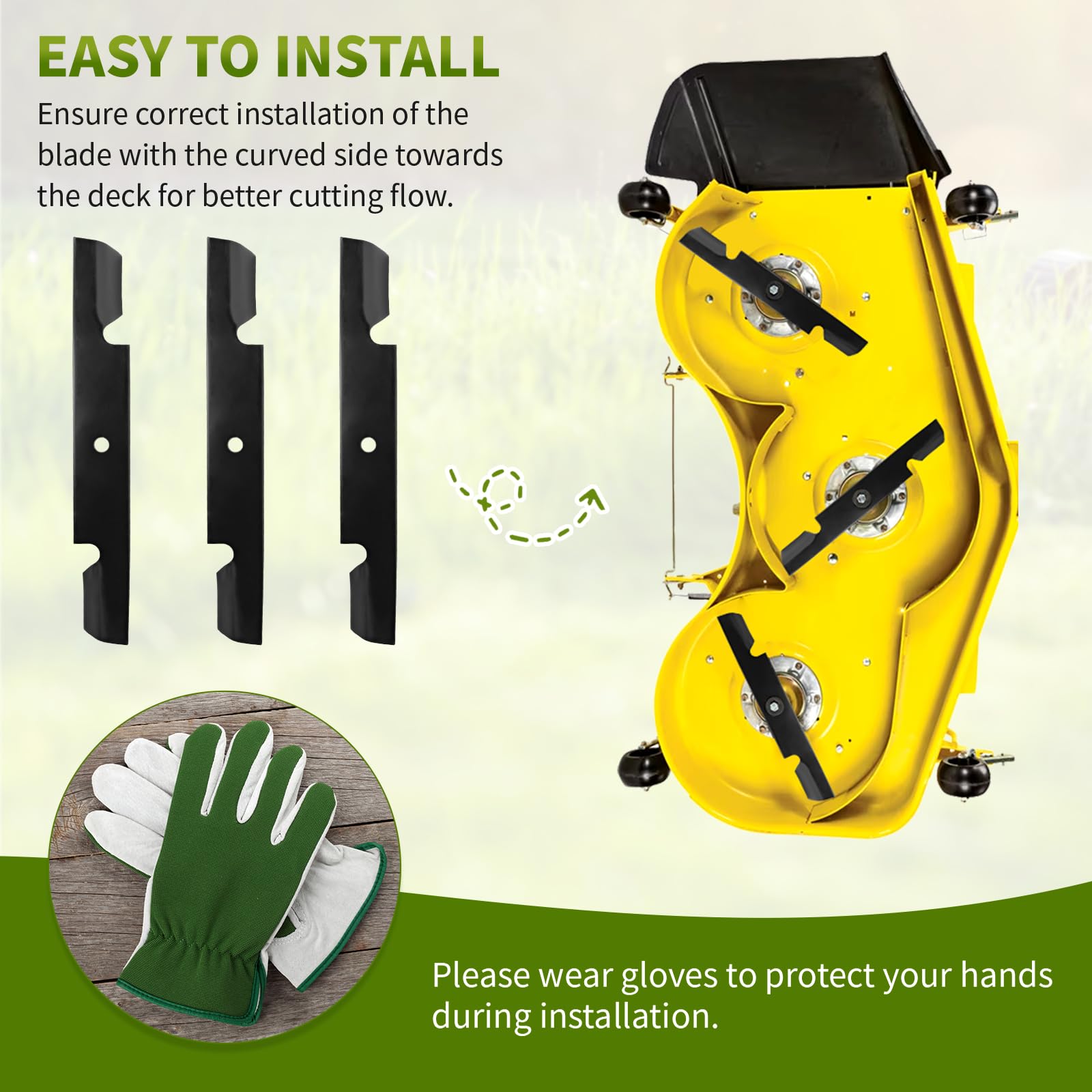 Lame di ricambio 482878 ad alto sollevamento, compatibili con trattori tosaerba Scag Tiger Cub Wildcat Turf Tiger, sostituisce 21227S, 482462, 48108, 481707, 481711, confezione da 3
