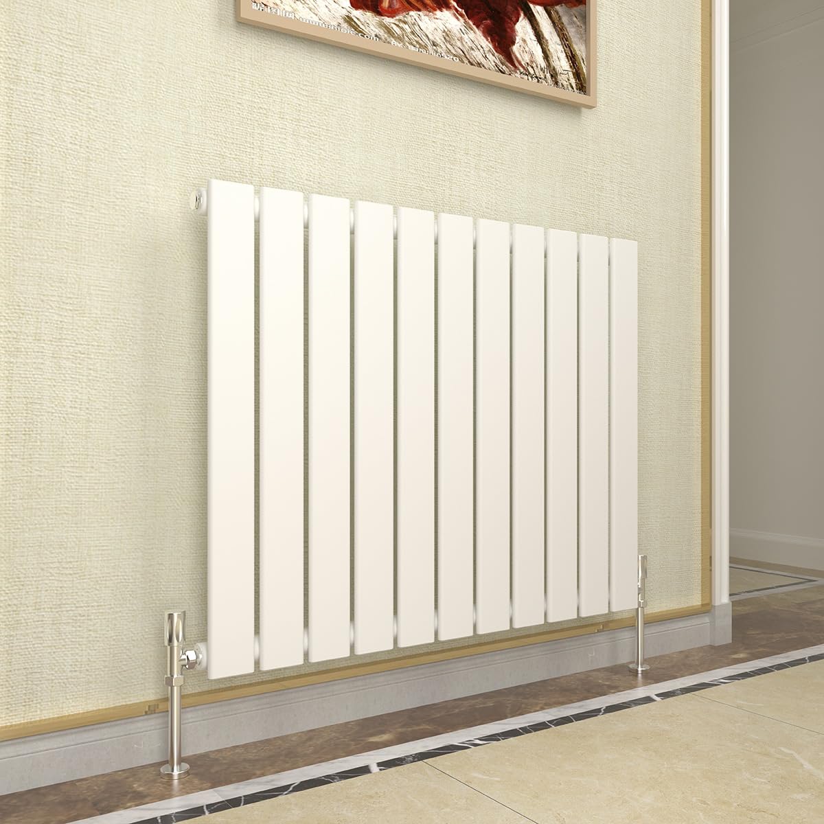 GY Bath Horizontal Radiator White Flat Panel Designer 600x748mm Single Modern Central Heating Rads