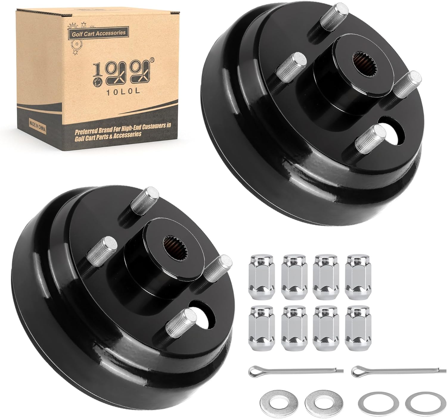 Spline Brake Drum Assembly with 1 Inch Large Hole 30 Teeth, for 4 Cycle Gas 1991-Up EZGO TXT, RXV, Marathon, Medalist, Columbia, OEM 21807 G1, 41843-94 (2 Pack)