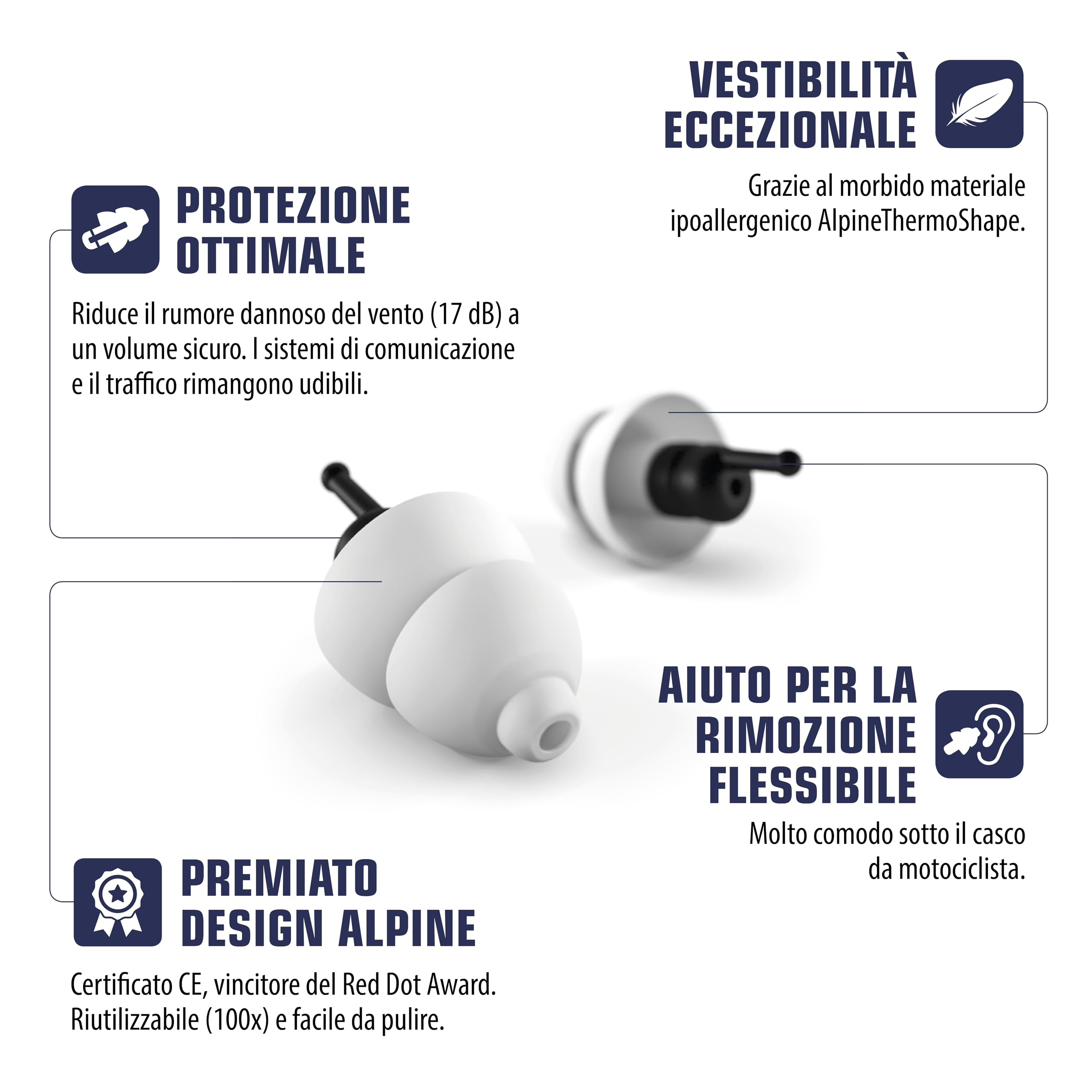 Alpine MotoSafe Tour - Tappi per Orecchie – Tappi da Gara ed Escursioni – Previeni i danni alle orecchie quando guidi la moto – Senti i rumori della strada – Comodi e riutilizzabili - 2