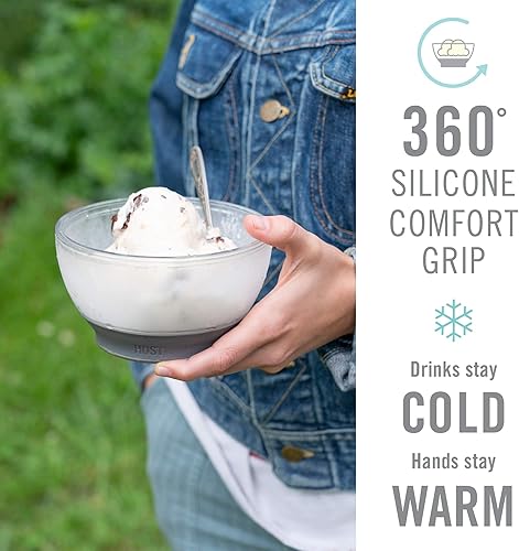 Miniatura 4 de Host Cuencos congelados para helados con agarre de silicona cómodo, cuenco aislado de doble pared para cereales, frutas, acai, postres, fiesta al