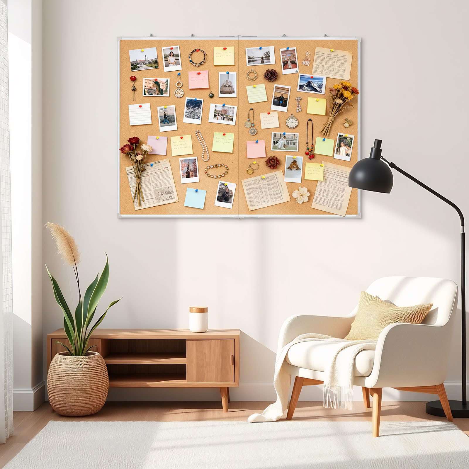 Doppelseitige, große, faltbare Korktafel, 121,9 x 91,4 cm
