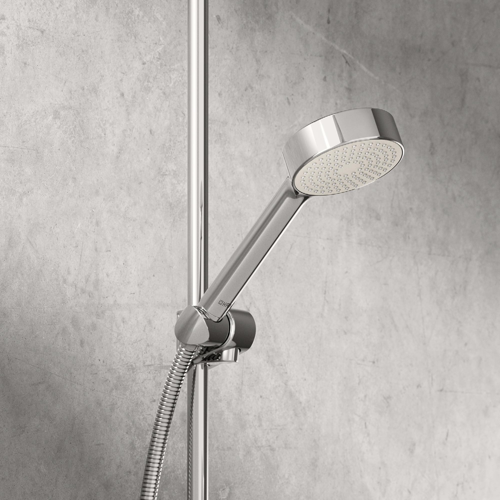 HANSA BASICJET ECO - Soffione doccia a getto unico, con funzione EcoFlow (9 l/min), funzione anticalcare, testa doccia 95 mm di diametro, attacco standard G 1/2, cromato