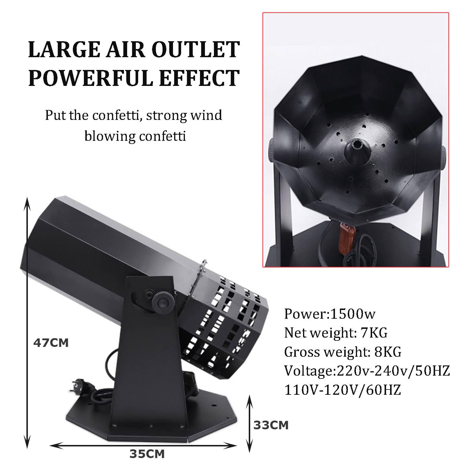 MáQuina De Confeti De 1500 W,Alcance De 8 A 10 Metros