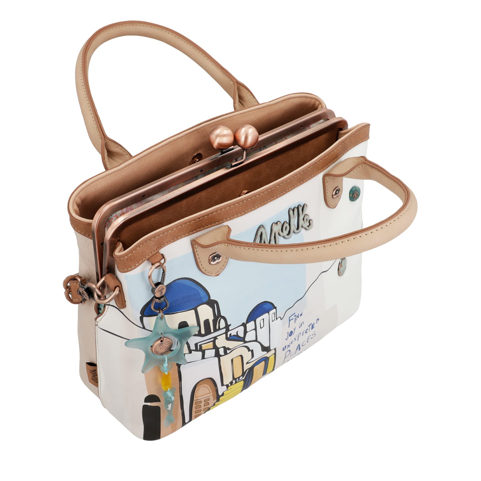 Anekke - Bolso Shopper Bandolera Grande de Mujer - Polipiel Con 2 Asas y Cierre Cremallera - Cartera de Hombro Doble Asa - Colección Mediterranean - Accesorios y Complementos - 31 x 24 x 12 cm