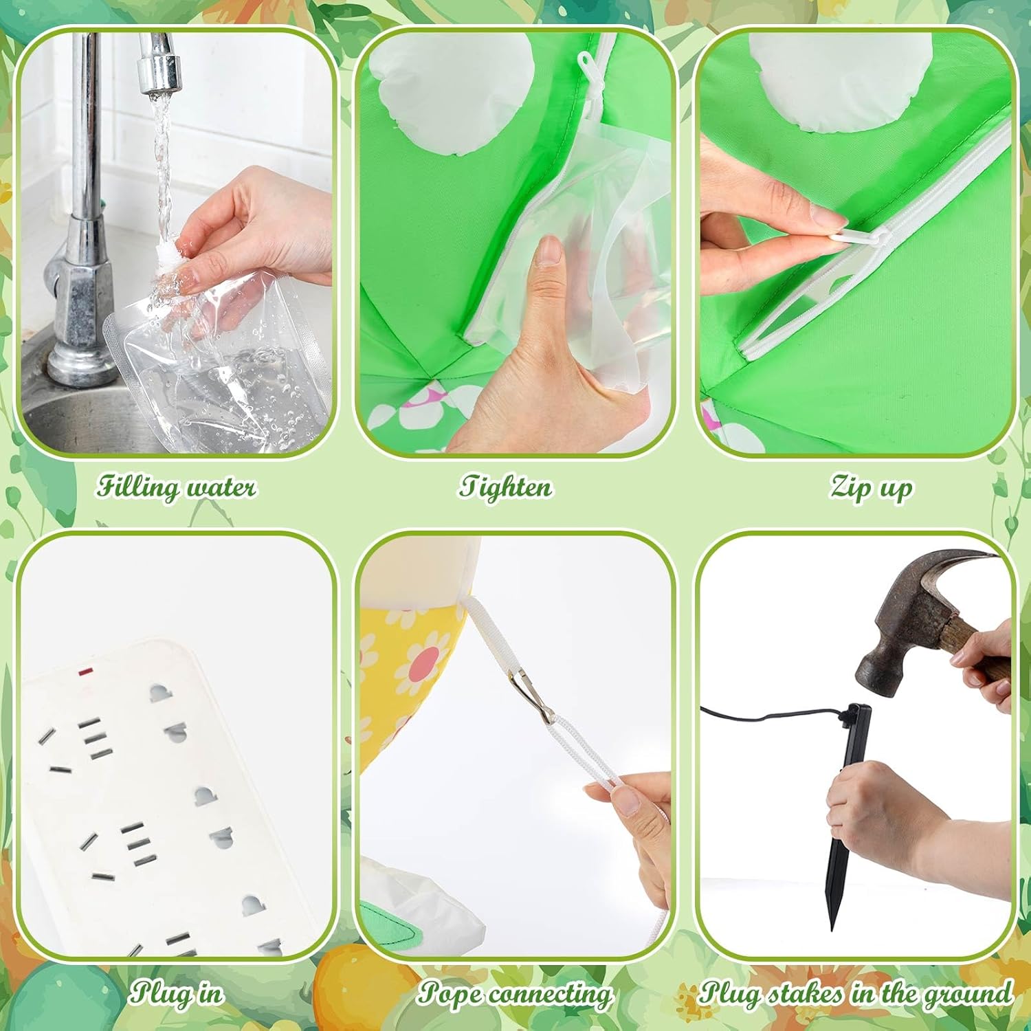 2 Pcs 5ft Easter Inflatable Outdoor Decoration Happy Easter Inflatable Bunny Yard Decoration Built in LED Lights Eggshell Rabbit Blow up Yard Decor for Lawn Garden Holiday Party