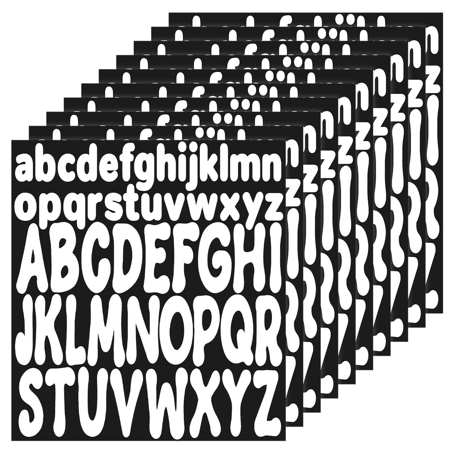 520uds Letras, 10 Hojas de 2,5 cm, 5 cm Pegatinas Letras Minúsculas y Mayúsculas Pegatinas Vinilo Impermeables Álbumes Recortes Buzones Carteles Manualidades (Blanco)