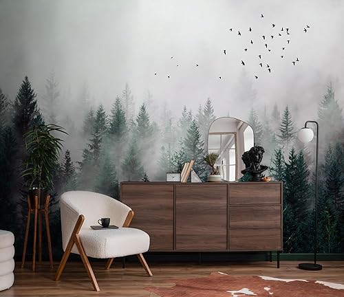 Miniatura 6 de Murwall Dark Forest Wallpaper Misty Jungle Wall Mural Landscape Wall Print Rustic Home Decor Cafe Design Living Room Bedroom
