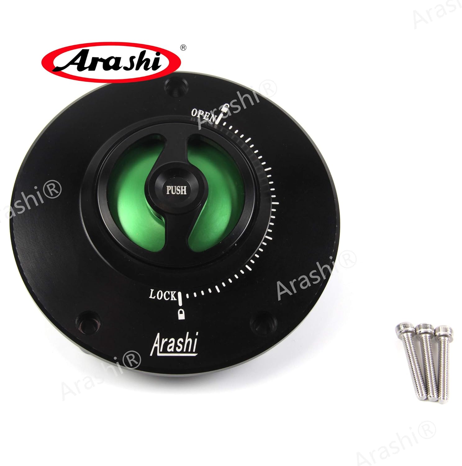 Arashi CNC Keyless Fuel Tank Gas Cap Cover for Honda VTR1000F, VTR1000 SP1 SP2, Hawk GT NT650, CBR600 F4 F3 F2, CBR600F4i, CB600F HORNET 600, CB900F Hornet 900, CB919, RC51, RVF400 Green
