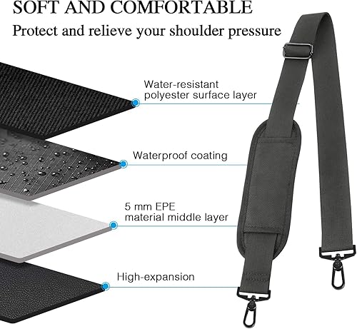 Miniatura 5 de Taygeer Correa cruzada de repuesto, correa universal para bolsa de hombro, correa desmontable acolchada ajustable con clip de gancho de metal para