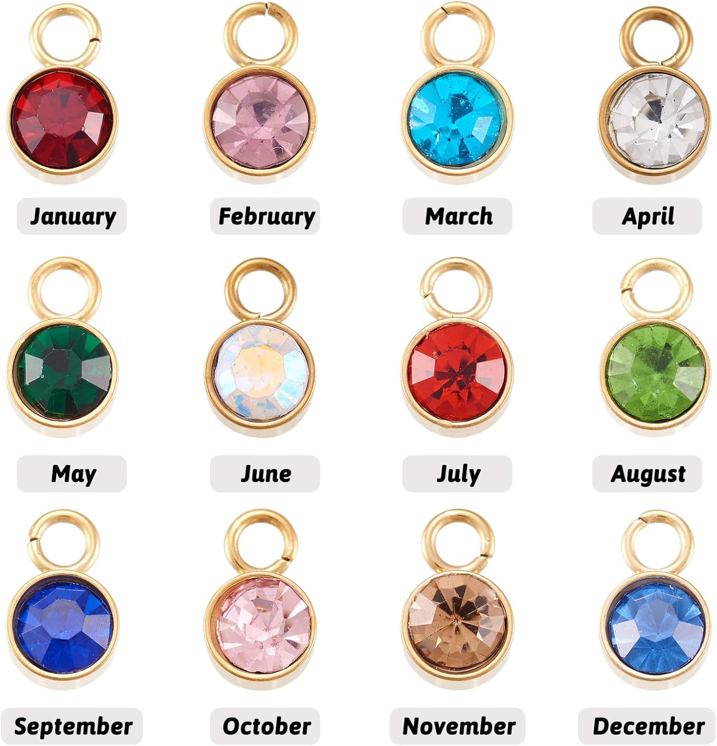 Craftdady Birthstone Charms Crystal Glass Rhinestone Charms Flat Round Dangle Earring Pendants Rhinestone Bracelet Charms for DIY Craft Necklace Jewelry Making - Image 3