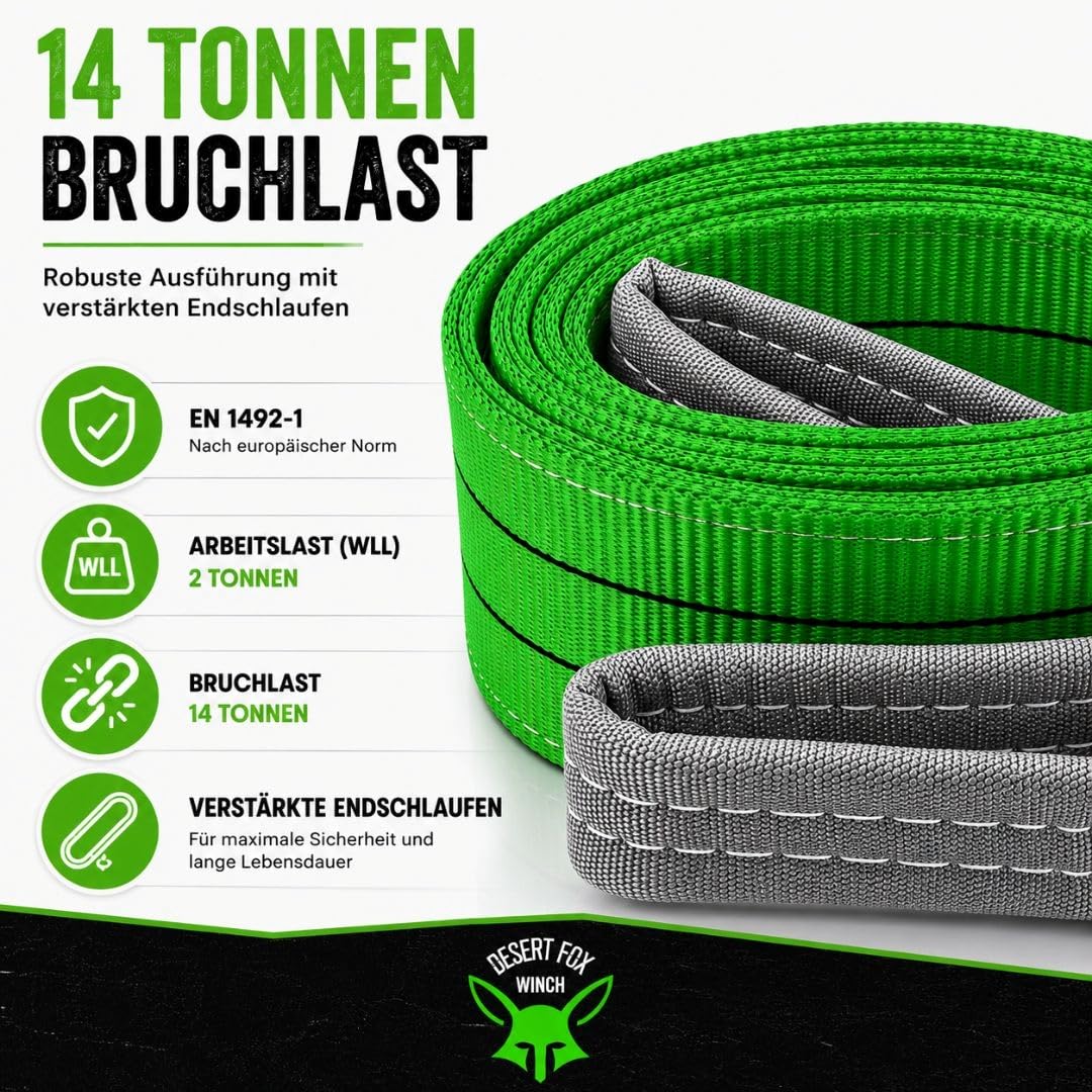 Bergeset mit 1,5 m Bergegurt nach EN 1492-1 und 2 x 3/4 Zoll Schäkel - Baumgurt, Anschlaggurt, Recovery Set für Offroad, Forst und Geländewagen