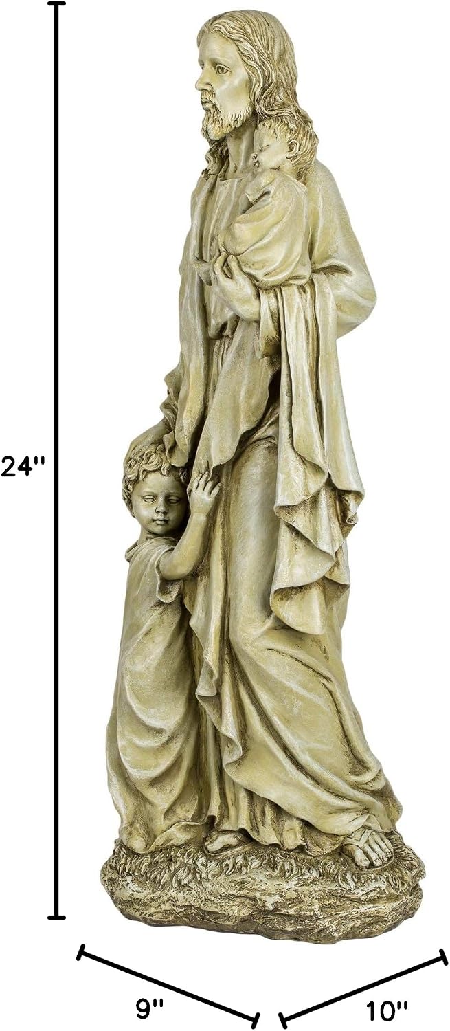 Joseph's Studio by Roman, 24" H Jesus with Children Garden Statue, Religious Outdoor Décor