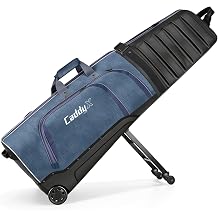 Premium Golf Travel Bag for Airlines with 4-Wheel Hands-Free Rolling &amp; 2-Wheel Pull Mode, Enhanced Head Protection, Reinforced Hard Base