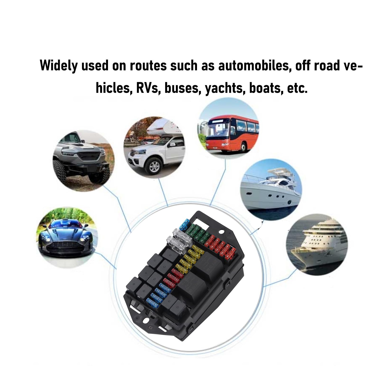 Scatola relè fusibile SustVita Blade 12V con fusibile ATO 24 ATC e 11 relè, scatola fusibile relè automobilistico a 4 e 5 pin per applicazioni marine, automobili e camion