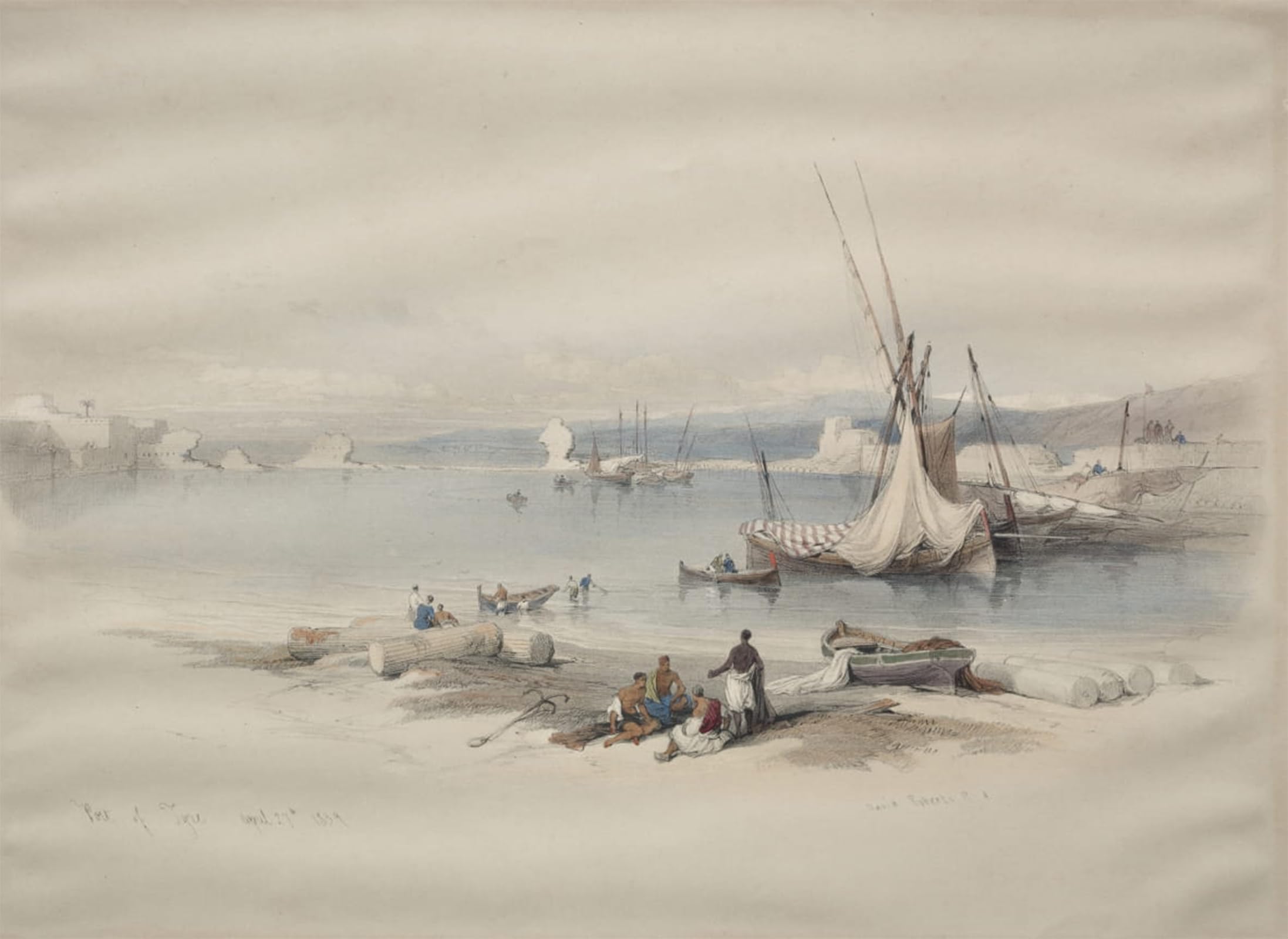 Posteriik No Frame Vintage Art Print Images Pictures Print Port Of Tyre By David Roberts Modern Colour Posters For Office Home Decor 60X90cm
