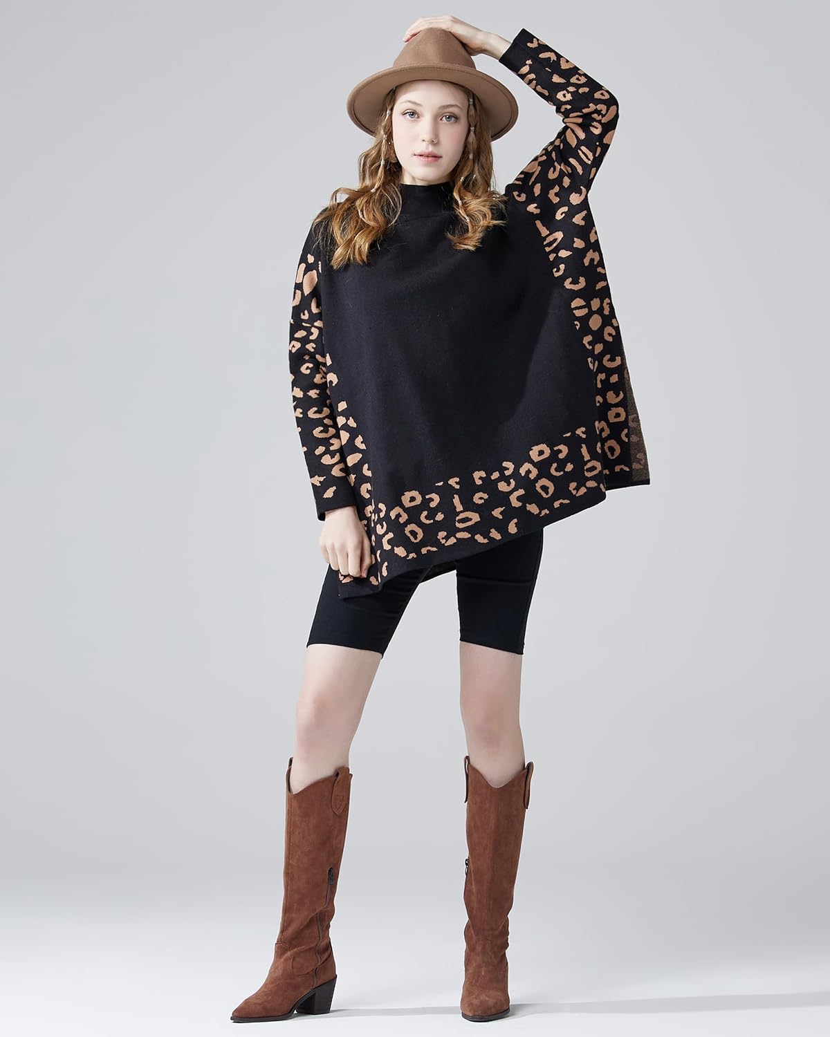 noflik Long Sleeves Leopard Animal Print Winter Cozy Sweater Tunic - Image 8