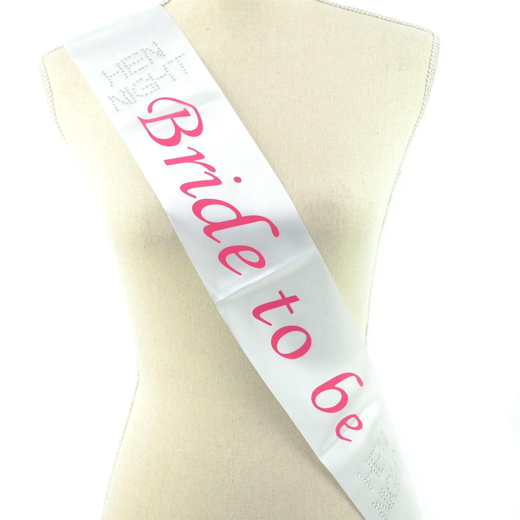 Shatchi Girls White/Pink Hen Sash Bride To Be Night Out Bridal Celebration Fancy Dress Party Supplies,