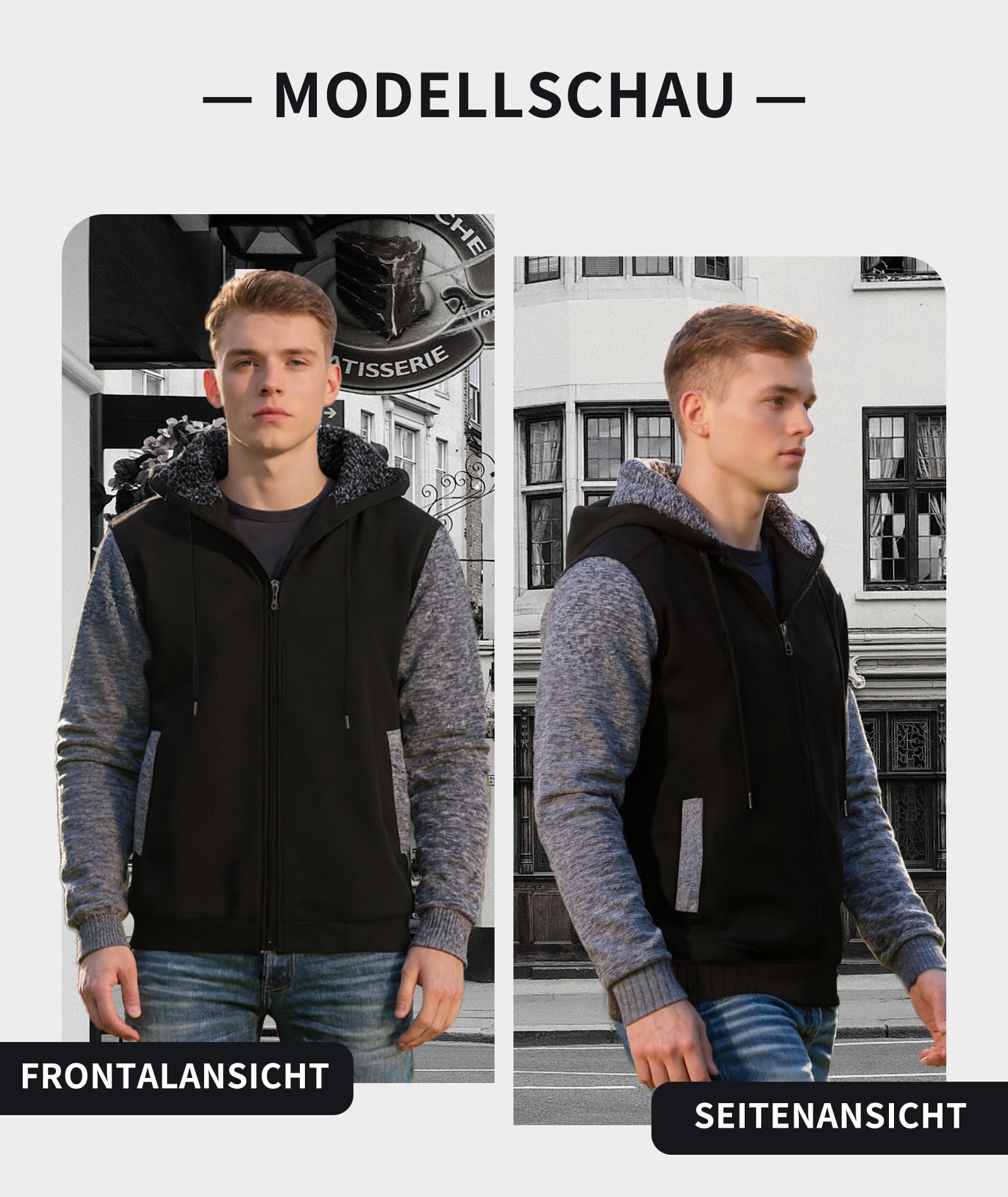 SwissWell Herren Fleecejacke Full Zip Kapuzenjacke Winter Sweatjacke mit Kapuze Gefütterte Hoodie Männer